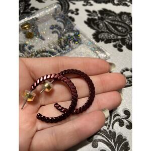 Melania Clara Sarah Metallic Red Velvet Hoop earrings